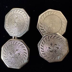 Elegant Antique Gold-Tone Chapin & Hollister Cufflinks Signed C & H Co.